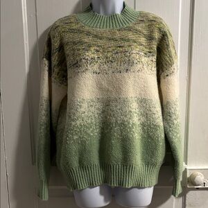 Green and Cream Knit Sweater Size L
